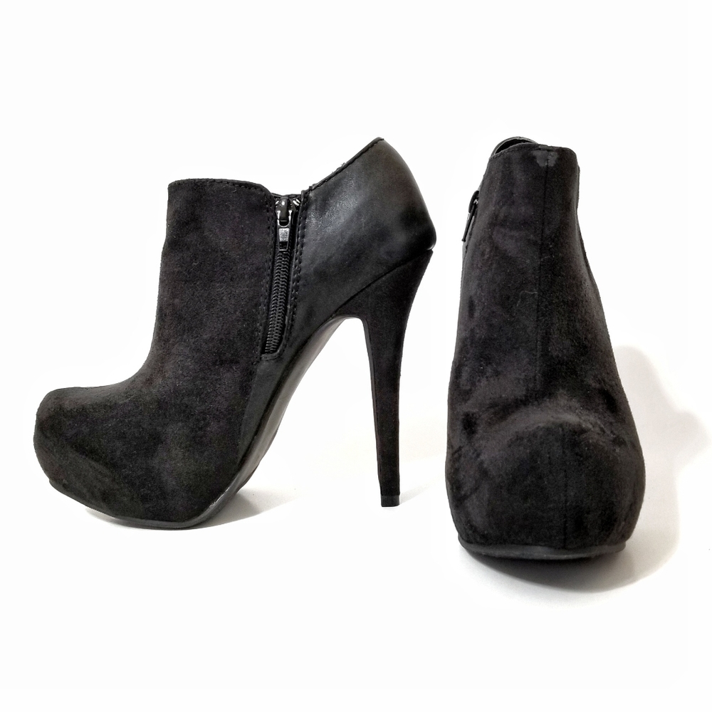 Olsenboye black suede platform ankle boots